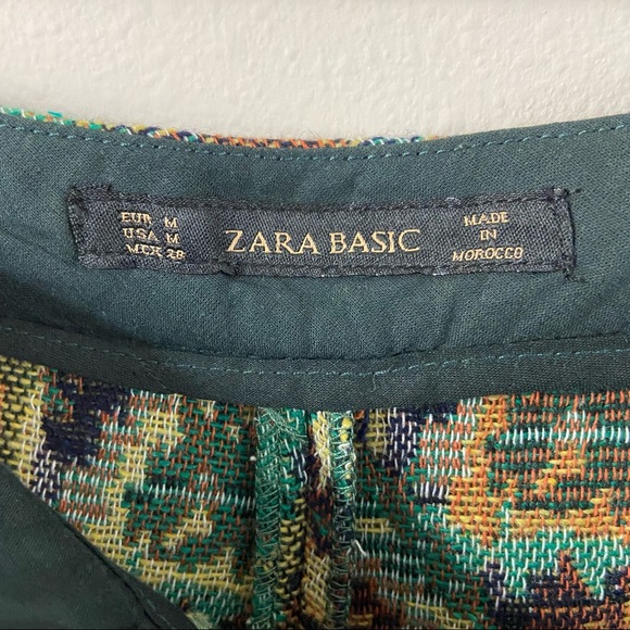 Zara Basic Tapestry Print High Waist Side Zip Wool Blend Mini Shorts Sz M NWT - Picture 6 of 9